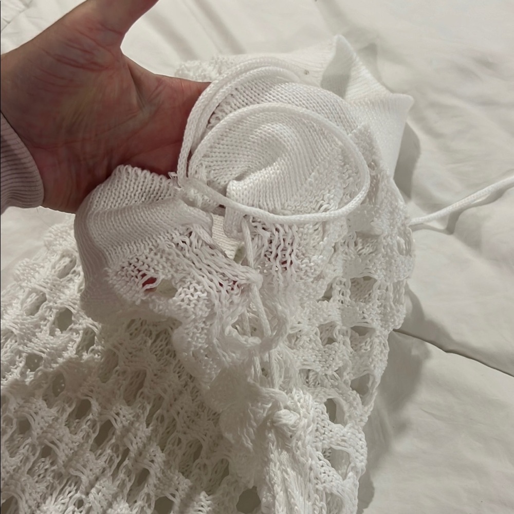 White Crochet Fringe coverup - Picture 3 of 3